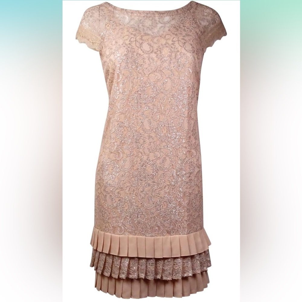 Jessica Simpson Women's Cap-Sleeve Tiered Lace Dress